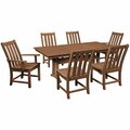 Polywood Vineyard 7-Piece Teak Dining Set with Farmhouse Trestle Table 633PWS3401TE